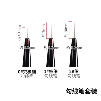 RAYSTUDIO Ultra-Fine Modeling Brush Set – #0 #1 #2 Outline Pens for Hobby, Coloring & Script Detailing