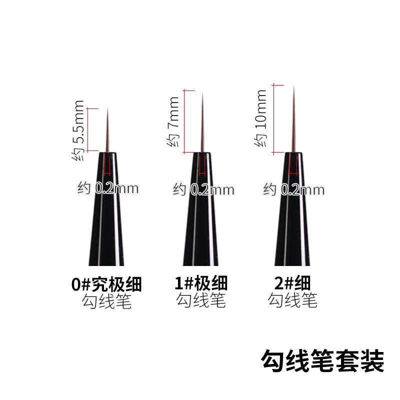 RAYSTUDIO Ultra-Fine Modeling Brush Set #0 #1 #2 – Precision Outline Pen & Script Liner Brushes for Hobby Painting and Detailing