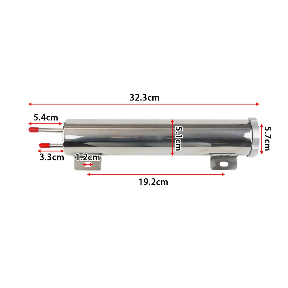 Universal Stainless Steel Coolant Overflow Tank - Polished Radiator Expansion Reservoir for Cars
