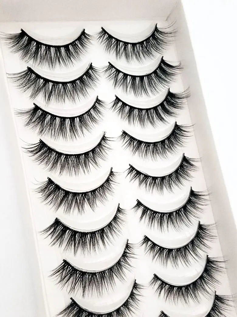HBZGTLAD 10 Pairs 3D Faux Mink False Eyelashes – Natural Long Look Short Mink Lash Extensions for Makeup & Beauty