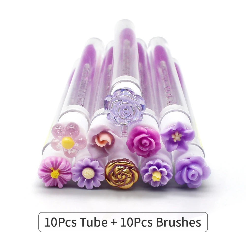 10/50PCS Reusable Eyelash & Eyebrow Brush Tubes — Replaceable Dust-Proof Wands Storage & Makeup Tool