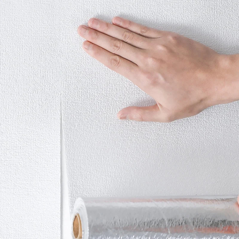 50cm x 10m Linen 3D Foam Self-Adhesive PVC Wallpaper - Solid Color, Thickened Waterproof Wall Stickers for Renovation