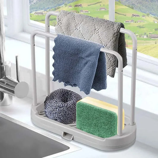 Kitchen Sink Drain Rack — Storage Basket for Sponge, Rag, and Wire Ball, Kitchen Accessories Shelf