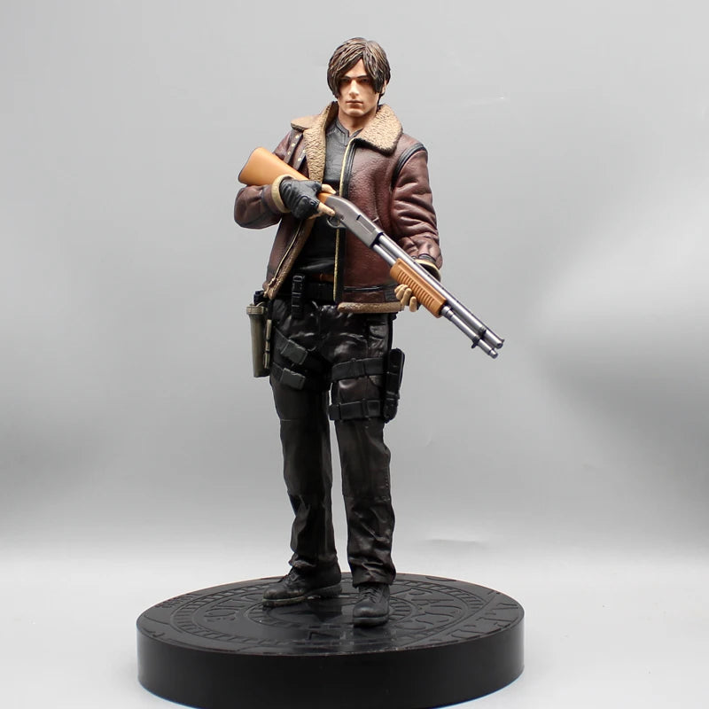 33cm Leon Zombie Hunter Leather Anime Figure – Boys’ Action Model Doll & Desk Decoration Statue