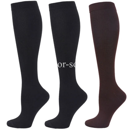 3 Pairs Knee High Compression Socks – Anti-Fatigue Support Stockings for Varicose Veins, Pain Relief & Sports Recovery (Men & Women)