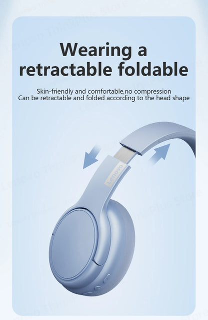 Original Lenovo TH20 Wireless Bluetooth 5.3 Headphones - Dual Mode, Foldable Sport Headset, Music & Gaming Earphones