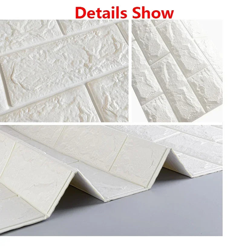 10pcs 3D Foam Wall Stickers – Self-Adhesive Waterproof Peel-and-Stick Brick Wallpaper for Interior Decoration