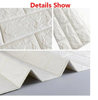 10pcs 3D Foam Wall Stickers – Self-Adhesive Waterproof Peel-and-Stick Brick Wallpaper for Interior Decoration