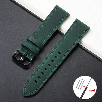 Calfskin Genuine Leather Watch Band – Black, Blue & Dark Brown Straps for Smartwatches, 18mm-24mm Accessories