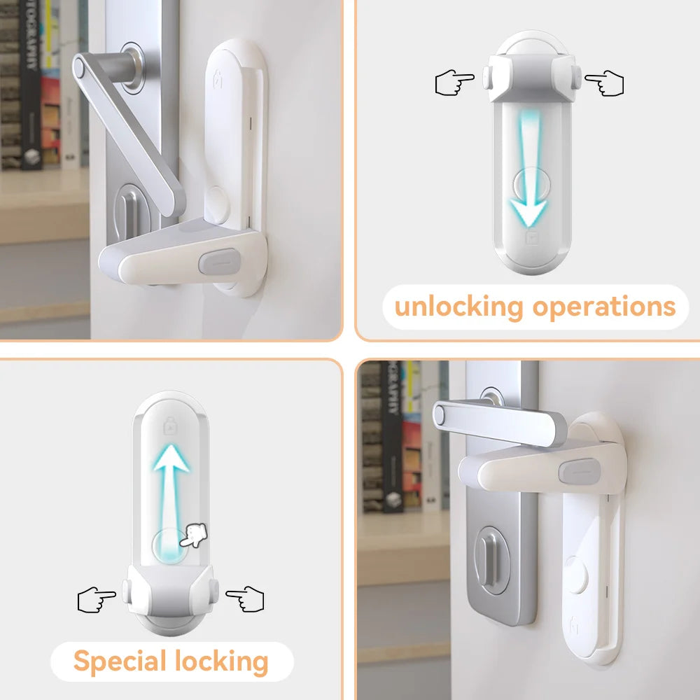 SAFELON 2 Pack Door Lever Locks - Childproof and Petproof Door Handle Safety Locks for Toddlers and Babies