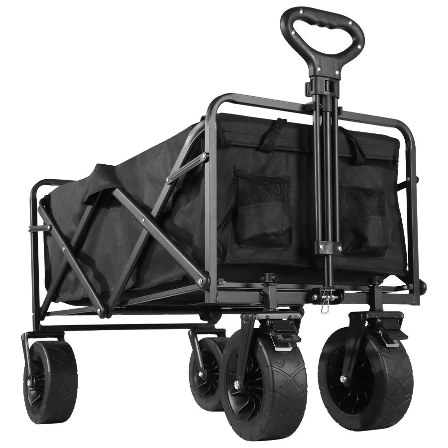 500lbs Heavy Duty Foldable Wagon — Portable Outdoor Utility Cart, Collapsible Shopping, Beach & Garden Pull Trolley