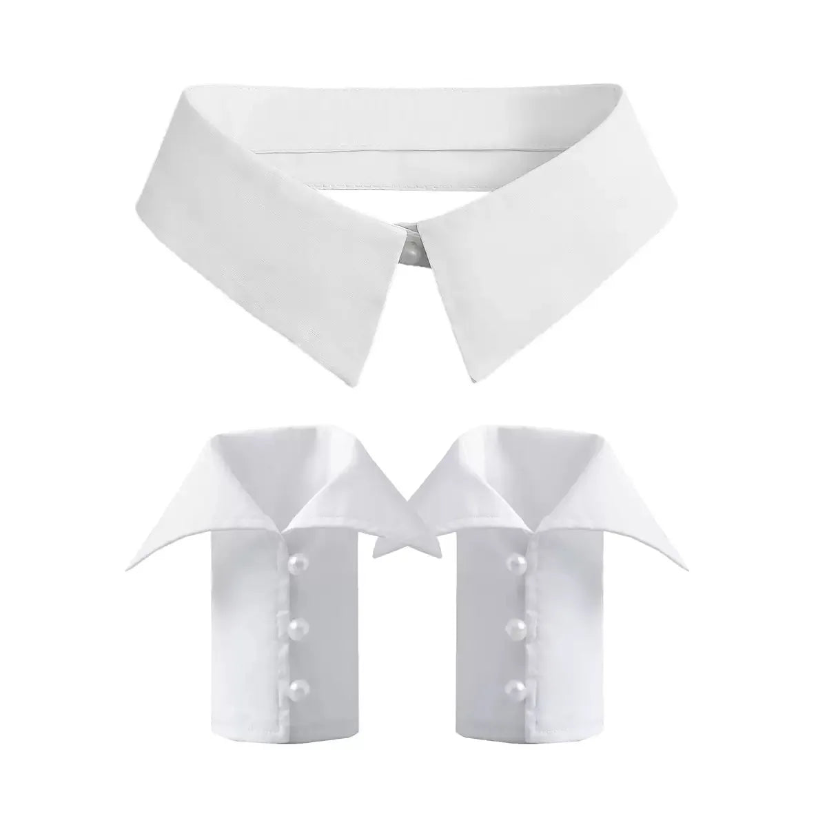 White Detachable Fake Collar - Stripe Lapel Faux Shirt Neckline Accessory for Women