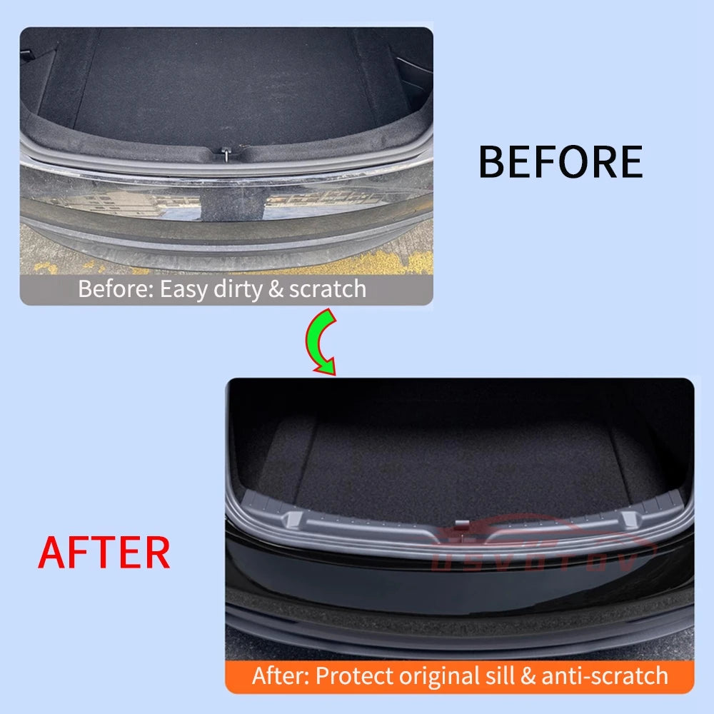 Tesla Model 3 Highland 2024-2025 Trunk Threshold Strip – TPE Mats Sill Guard Rear Cargo Anti-Scratch Protector Accessory