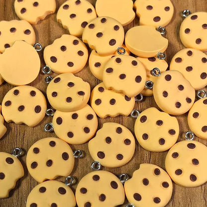 Broken Cookie Resin Charms - 10pcs Cute Cartoon Snack Pendants for DIY Jewelry Making
