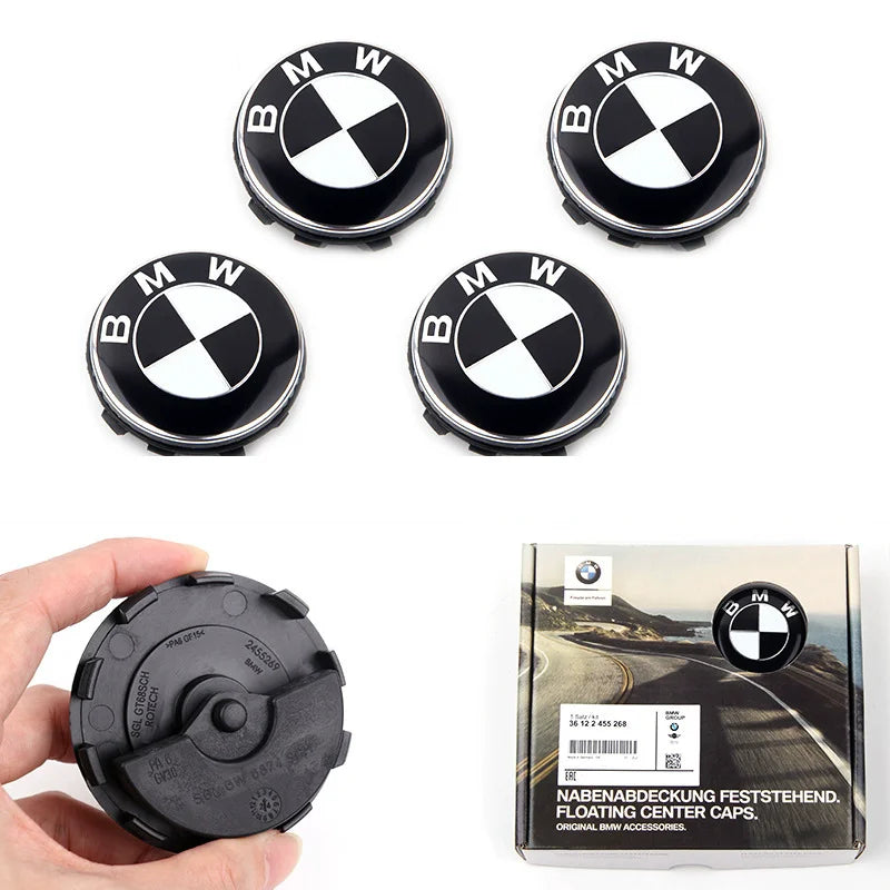 BMW Floating Wheel Center Caps - 4-Piece 56mm/68mm Wheel Hub Caps for BMW Models