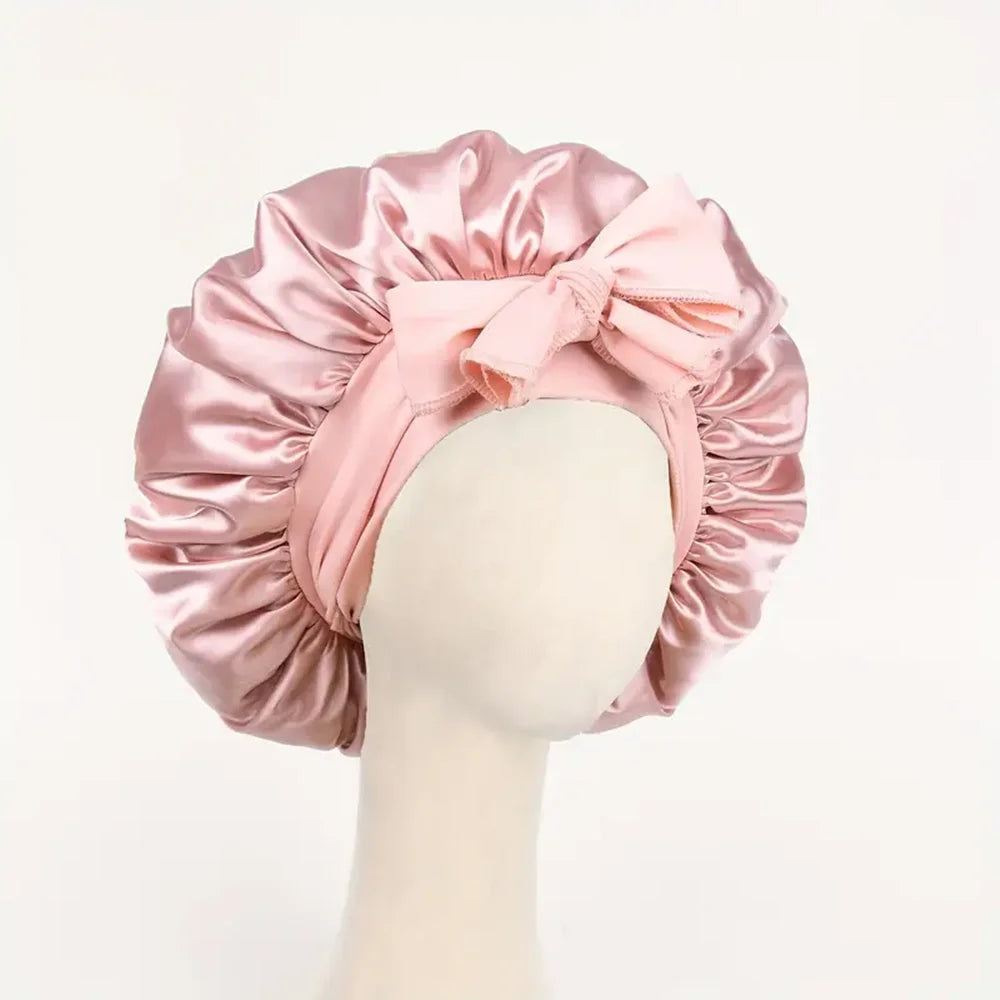 Satin Silk Bonnet – Adjustable Sleeping Hair Bonnet with Tie Band for Women & Men