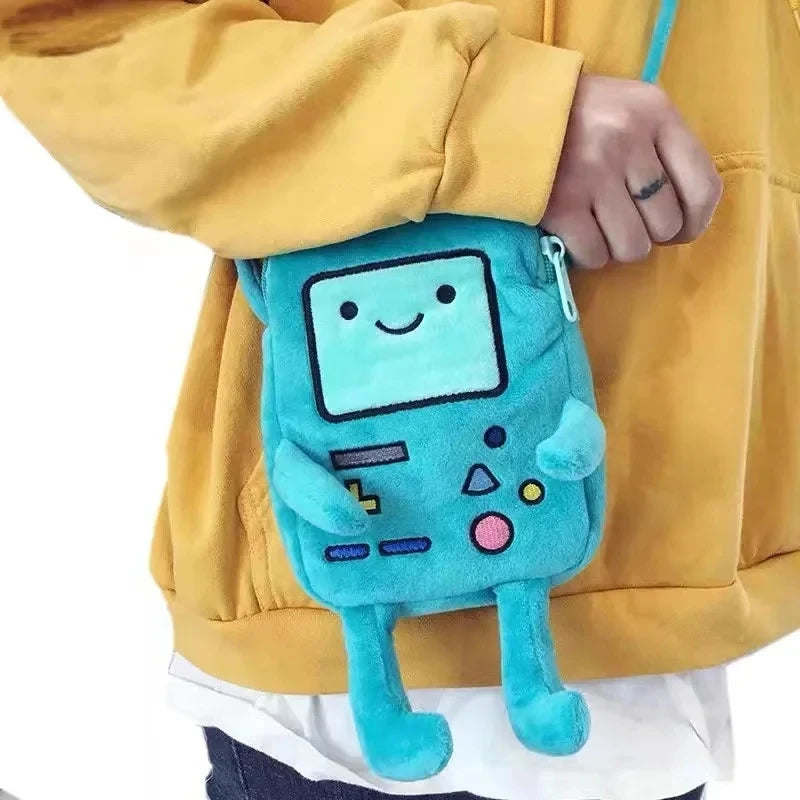 Cartoon Finn & Jake Plush Crossbody Bag – Coin Purse & Phone Bag, Anime BMO Stuffed Toy Gift for Kids & Fans