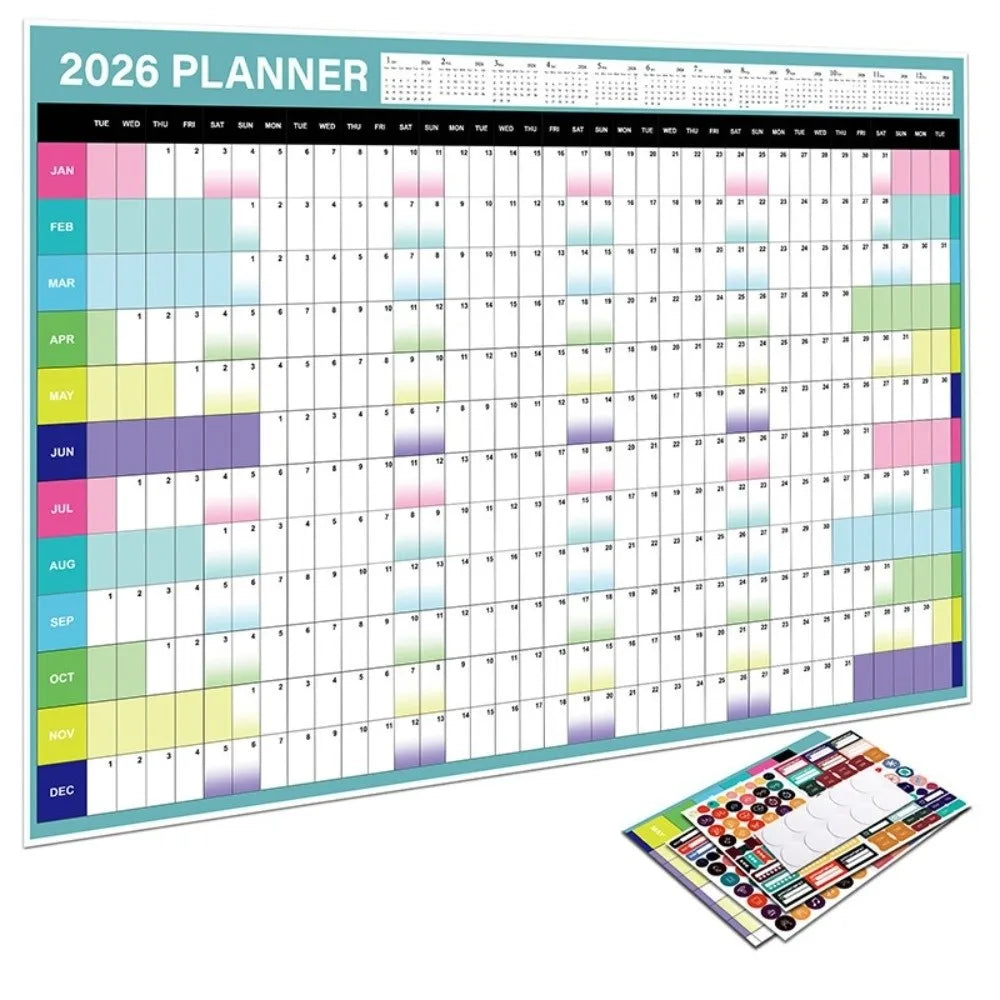 2026 Wall Calendar Planner - Annual Schedule Organizer with To-Do List Memo Pad & Agenda Tracker