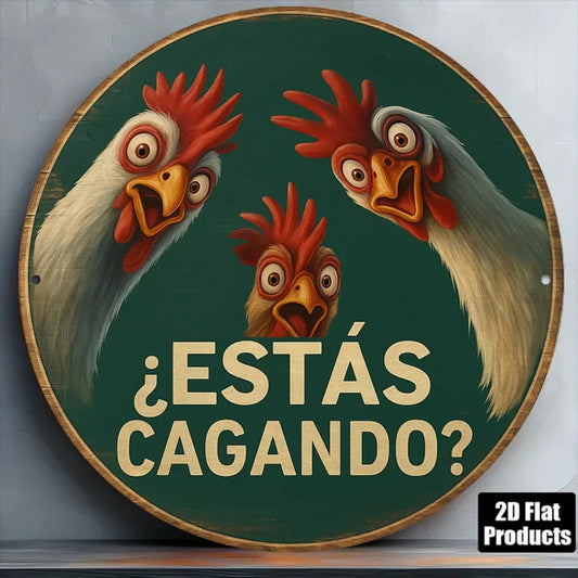 Funny Chicken Aluminum Sign - Vintage "Do You Poop?" Round Decorative Plaque