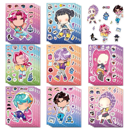 8/16/24pcs K-Pop Demon Hunters Puzzle Stickers – Cute Cartoon DIY Decals for Phone, Laptop & Luggage