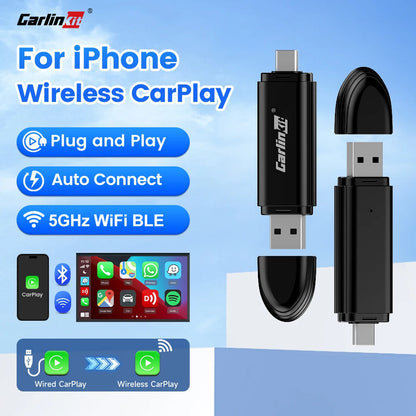 2026 CarlinKit Mini Wireless CarPlay Adapter – Smart Wired to Wireless CarPlay Dongle with WiFi & Bluetooth Auto Connect Car System Upgrade