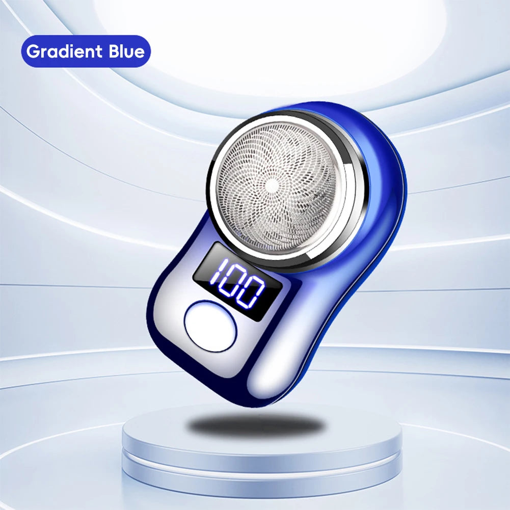 USB Rechargeable Men’s Electric Shaver with LED Display – Portable Waterproof Mini Rotary Razor for Travel and Beard Grooming