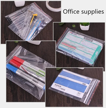 100pcs 50 Micron Clear PE Zip Lock Bags – Reclosable Plastic Pouches for Candy, Cookies & Dried Fruits
