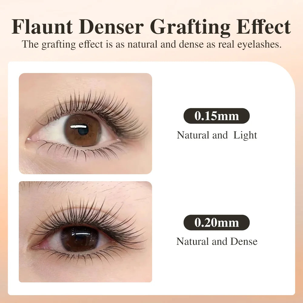 NAGARAKU Flat Ellipse Eyelash Extensions – L Curl Matte Charcoal Split Tip Lashes 0.15/0.20 Super Soft Natural Look