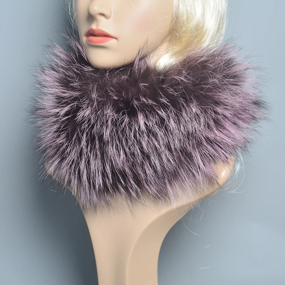 2025 Real Fox Fur Scarf and Headband – Luxury Winter Neck Warmer for Women, 100% Natural Fur, Elastic Ring Muffler