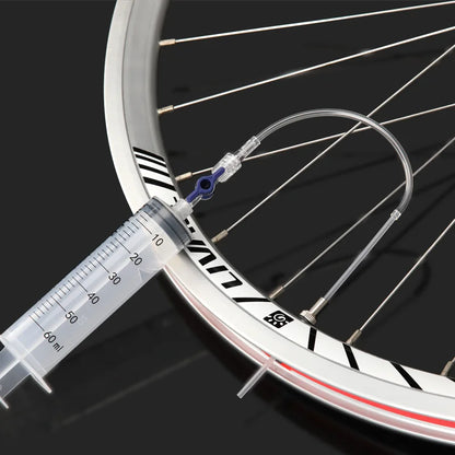 Bicycle Tubeless Tire Liquid Injection Tool — 60ML Syringe with Presta Valve Core Remover for MTB & Road Bikes