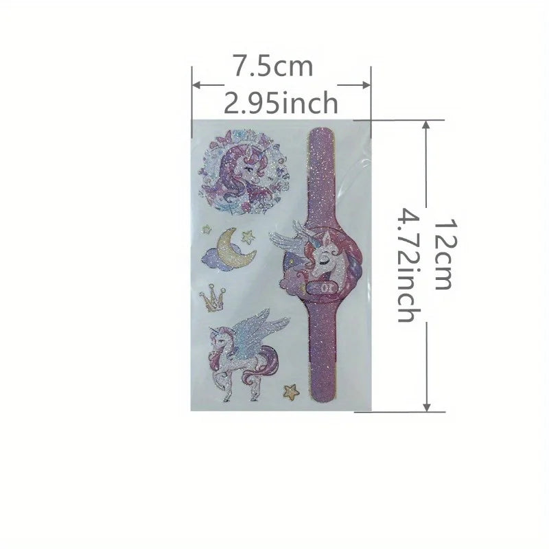 14-Sheet Glitter Unicorn Temporary Tattoos - Colorful Kids' Body Art & Decorative Stickers