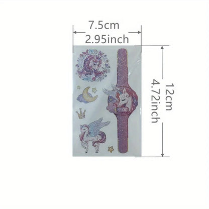 14-Sheet Glitter Unicorn Temporary Tattoos - Colorful Kids' Body Art & Decorative Stickers