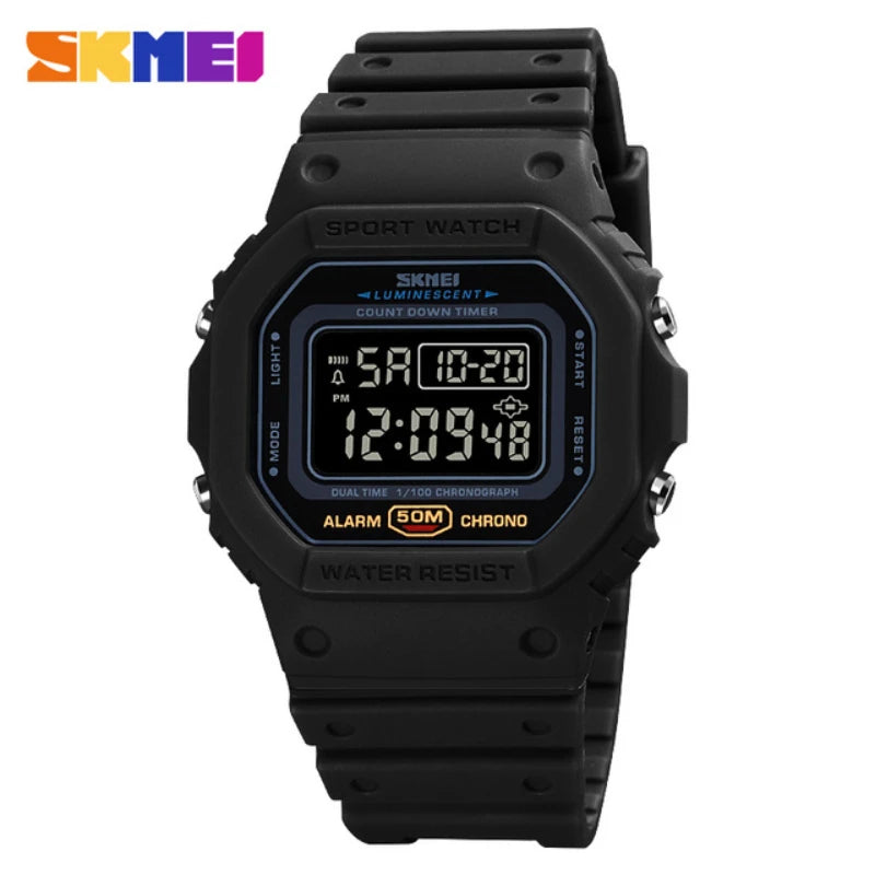 SKMEI 1628 Military Digital Watch for Men - Retro Sport Waterproof Electronic Wristwatch with LED Display