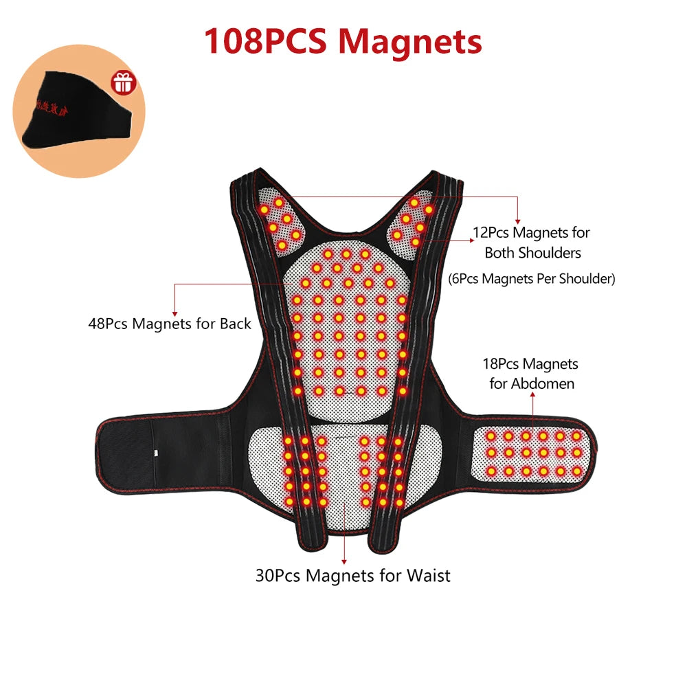 Tourmaline Magnetic Heated Vest — Self-Heating Thermal Clothing, Lumbar Waist Brace, Posture Corrector & Pain Relief Corset