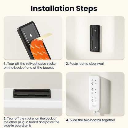 Toocki Punch-Free Wall-Mounted Power Strip Holder – Socket Fixer & Home Power Organizer for Kitchen & Office