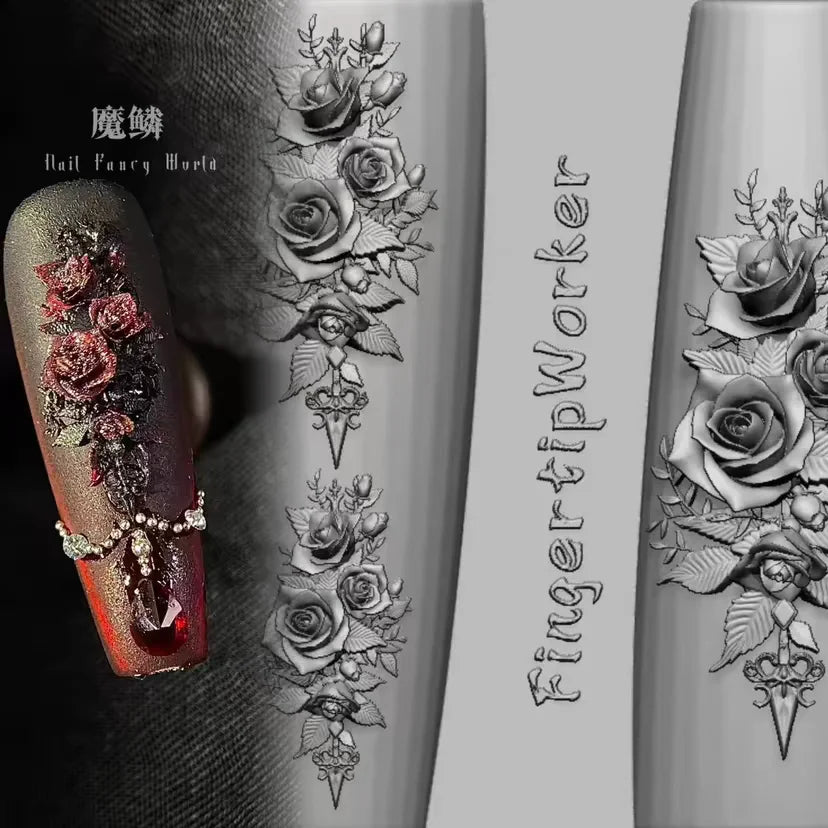 Snake Lolita Bow, Mushroom, Rose, Lotus, Bear 3D Acrylic Nail Mold - DIY Silicone Nail Decorations & Nail Art Products