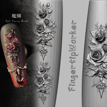 Snake Lolita Bow, Mushroom, Rose, Lotus, Bear 3D Acrylic Nail Mold - DIY Silicone Nail Decorations & Nail Art Products