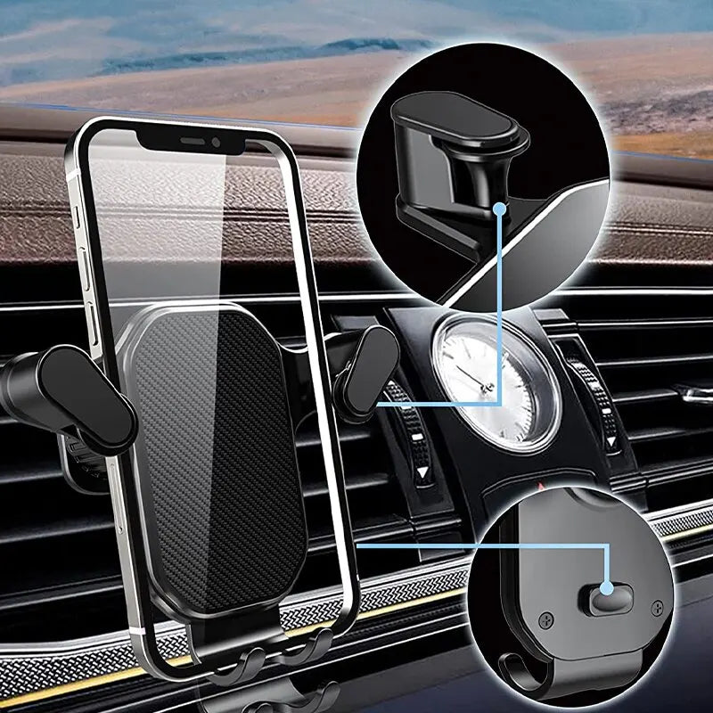 Air Vent Car Phone Holder | Gravity Lock Phone Mount | 360-Degree Flexible Adjustment | Universal Auto Stand for 4-7 Inches