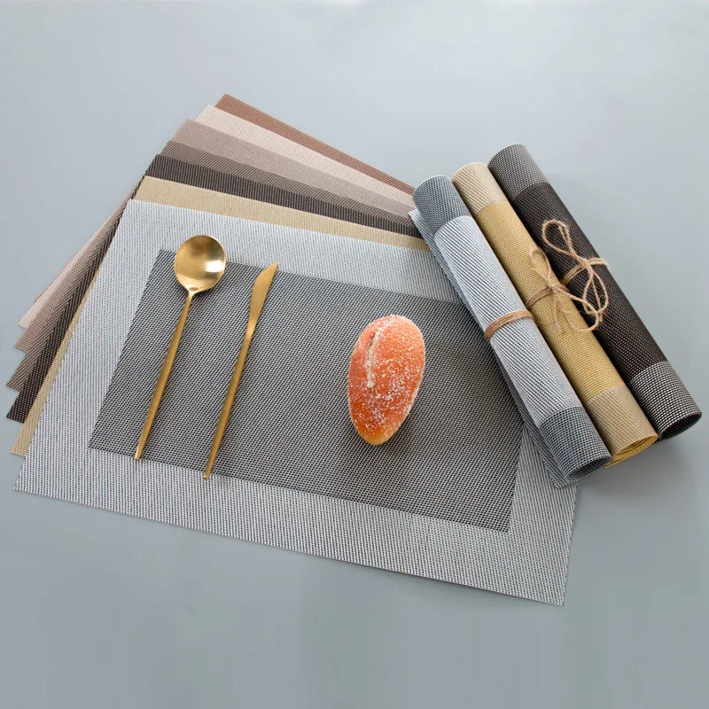 4/6Pcs Table Mat Set | Non-Slip Bowl Pad Coaster Set | Washable PVC Dining Table Placemats | Modern Home Decoration Accessories