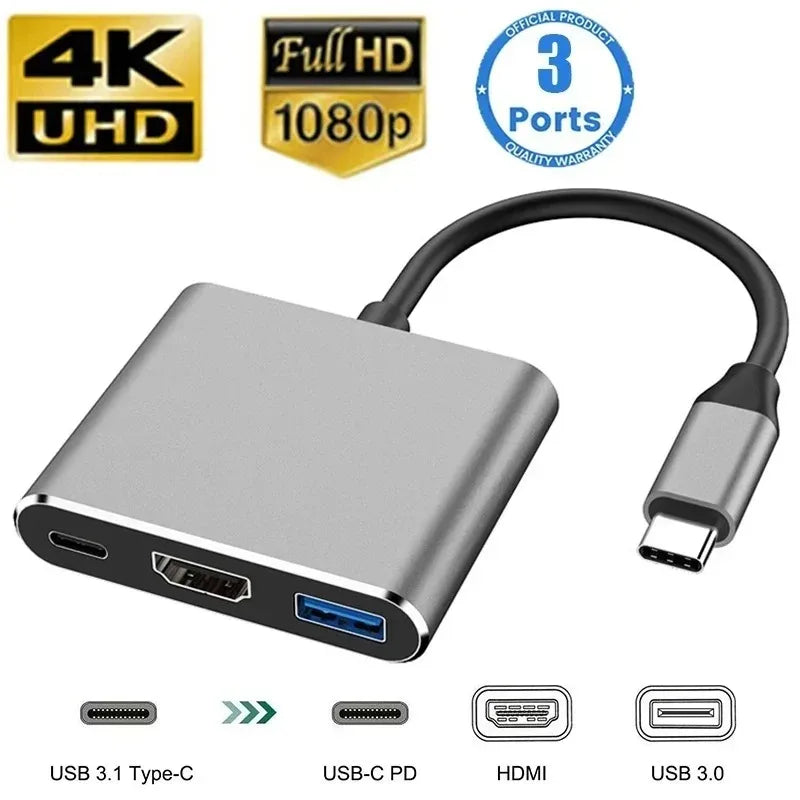 8-in-1 USB-C Hub – Type-C 3.1 to 4K HDMI Adapter with RJ45, SD/TF Card Reader & PD Fast Charging for MacBook & Laptops