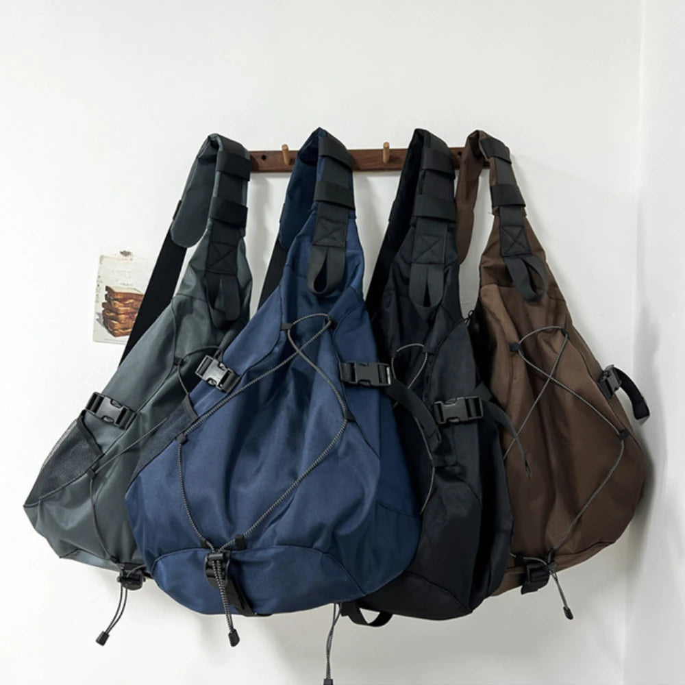 Men’s Large Capacity Crossbody Bag – Nylon Travel Chest Pack Hip Hop Shoulder Bag Trendy Storage Sling Bag 2025