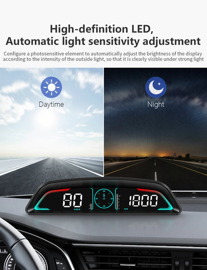 Multi OBD Meter B3 HUD – Speed, RPM, Water Temp, Fuel, Time with Overspeed, Voltage Alarm & Drive Reminder