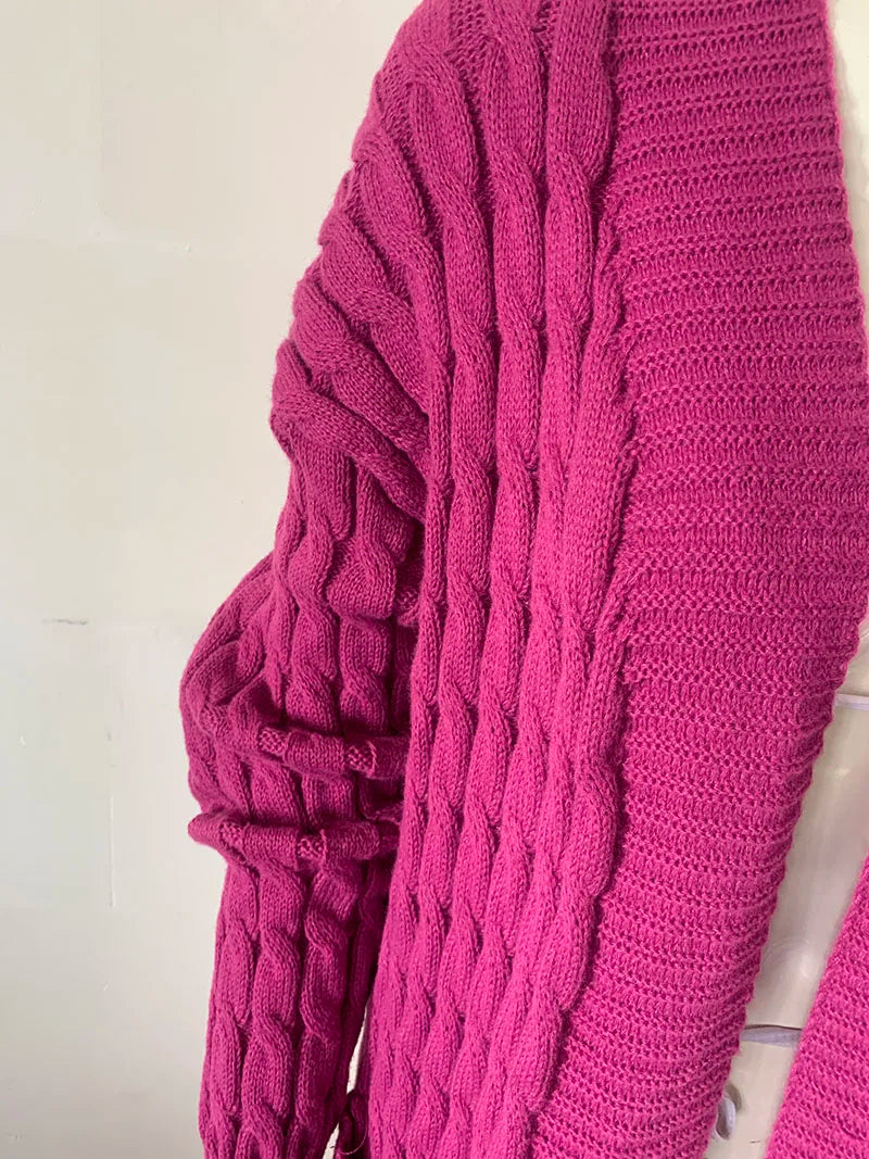 Knit Cardigan for Women – Long Green Crochet Jacket, Loose Long Sleeve Autumn/Spring Winter Sweater, 2023 Warm Jumper Coat