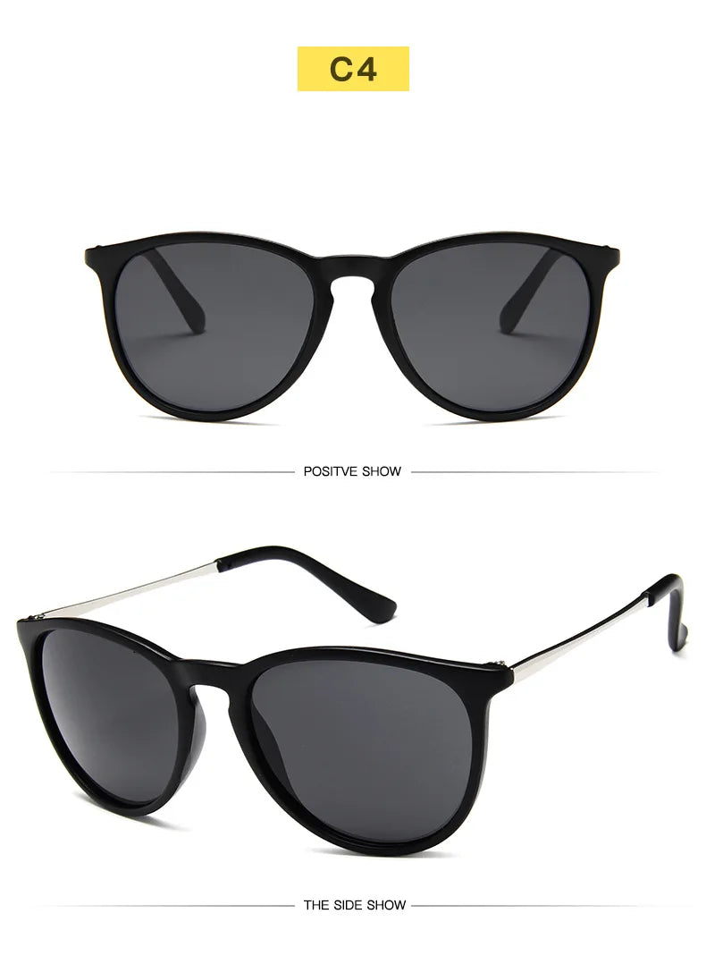 Metal Frame Vintage Round Sunglasses — Reflective UV Protection Shades for Men & Women