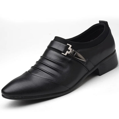 Men’s Classic White Dress Shoes - Casual Business Leather Point Toe Wedding Formal Shoes Size 46