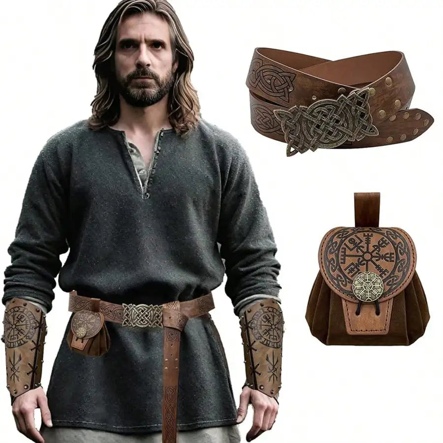 Steampunk PU Leather Fanny Pack for Men – Medieval Cosplay Waist Bag, Coin Purse, Hip Belt Bag