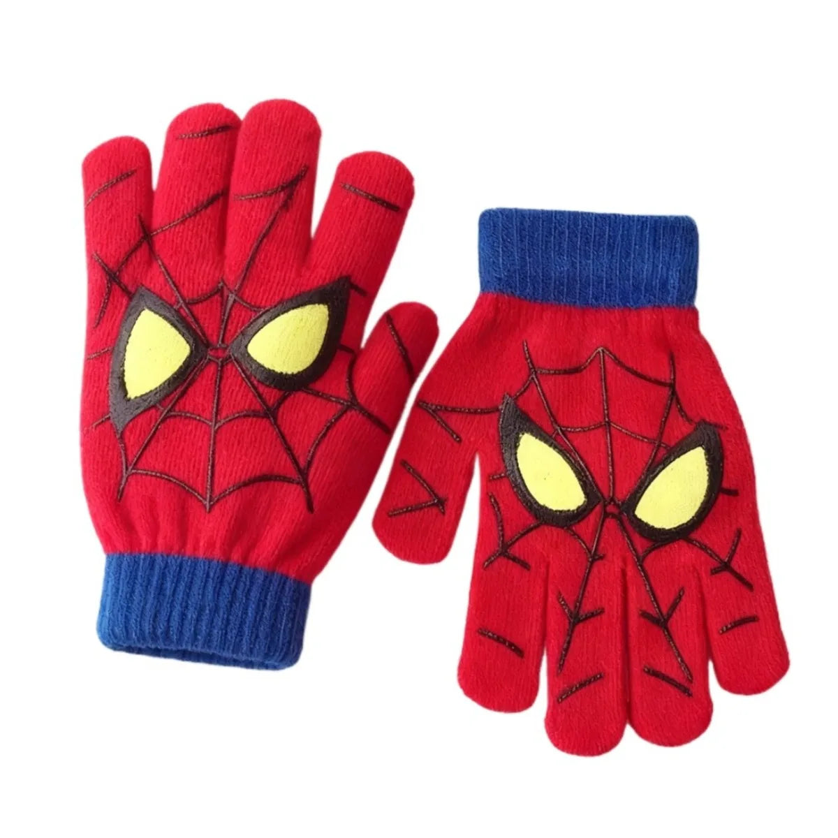 Spider Pattern Winter Gloves - Soft Stretch Knitted Full Finger Gloves for Daily Wear and Christmas Gifts