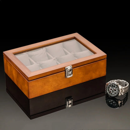 Wood Watch Box Organizer with Glass Window — Luxury Wooden Display Case & Storage Holder for Men’s Watches