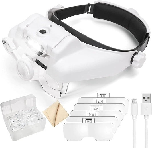 Z30 LED Headband Magnifier — Rechargeable Soldering & Repair Loupe with Interchangeable Lenses and Third Hand Support