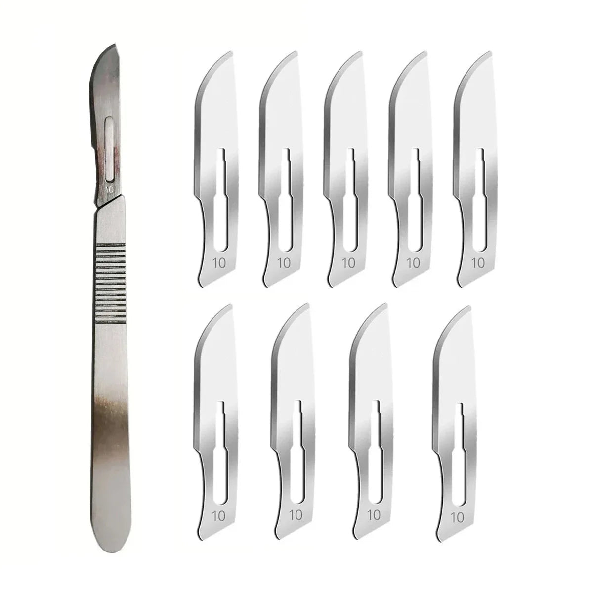 10PCS Sterile Scalpel Blades with Handle - #10 Surgical Knife Set for Dermaplaning, Pedicure, Crafts, Modeling & Eyebrow Shaping